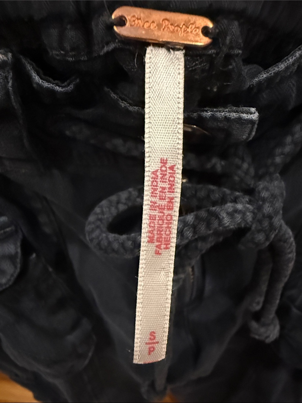 We The Free Black Cargo Ankle Pants with Drawstring Waist - Picture 2 of 3